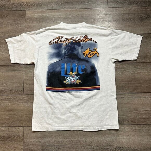 VTG 90s Rusty Wallace Forever a Champion Miller Lite T-Shirt Single Stitch XL - Picture 2 of 7